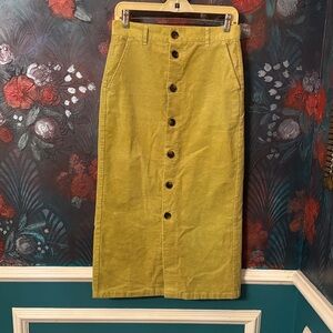 Apple green  Button-Down Corduroy Skirt